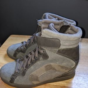 Smokey grey SKCH+3 high tops, size women's 6.